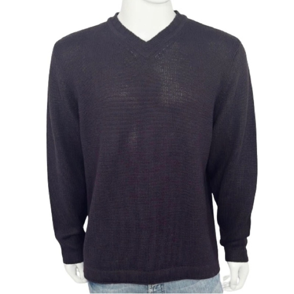 Allen Solly Men's V Neck Knit‎ Sweater Large Wool Blend Burgundy